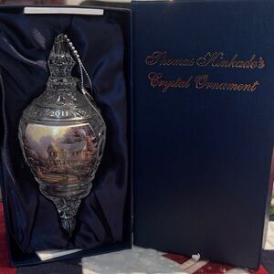 Thomas Kinkade Silver and Blue Crystal Ornament
